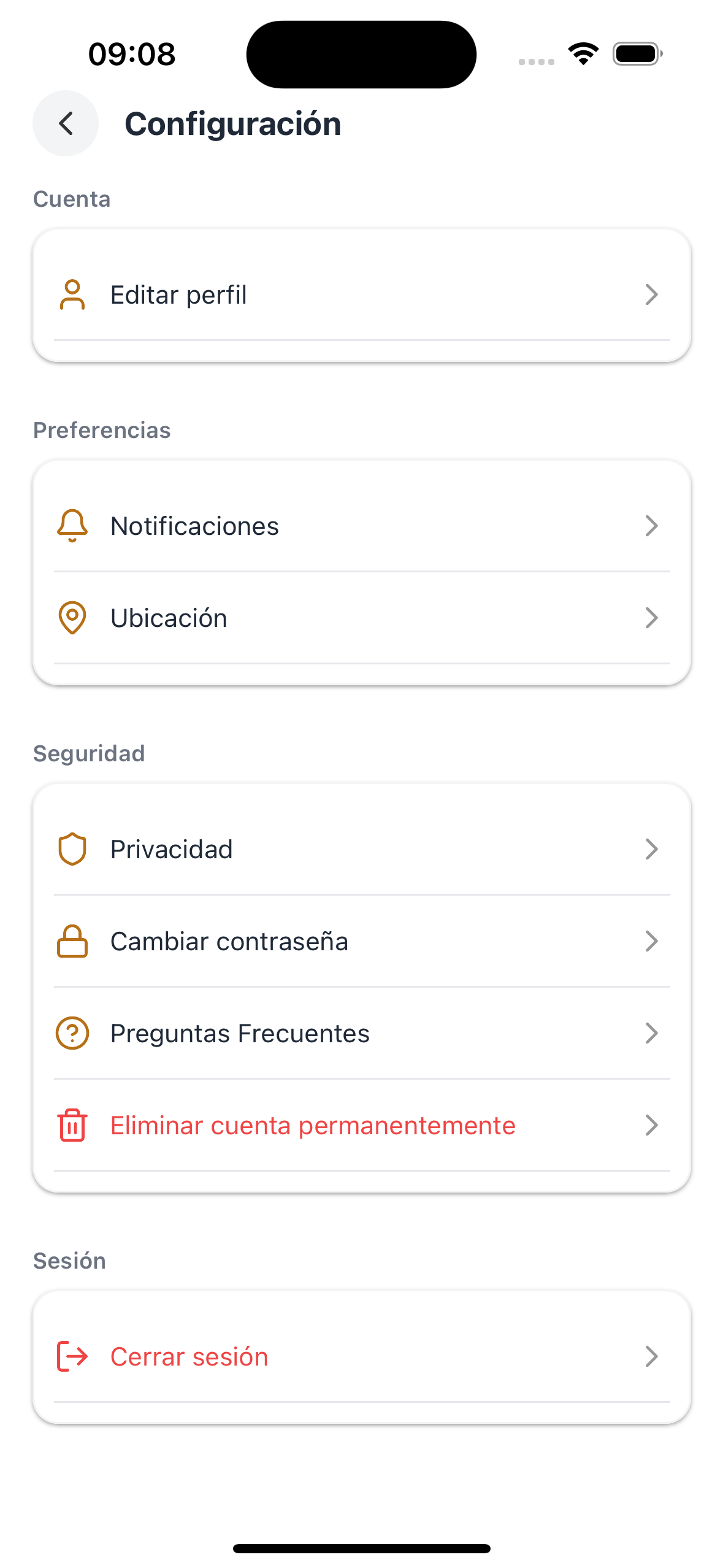 Configuración y privacidad